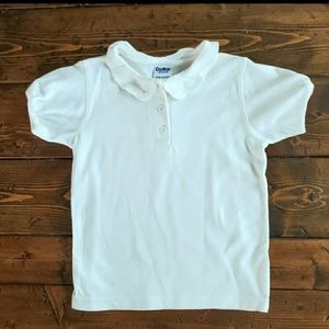 Vintage OskKosh white ruffle collar shirt, size 6
